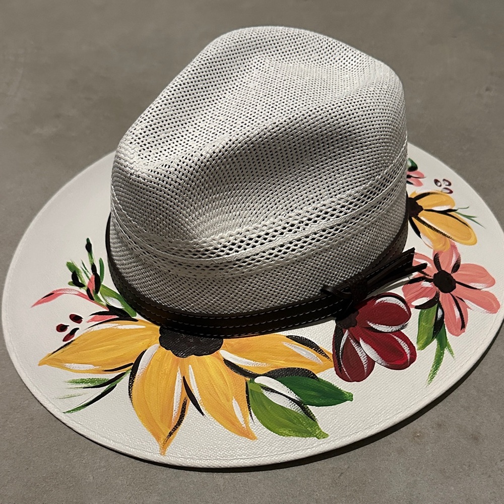 Floral White Fedora Hat